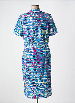 Robe mi-longue imprimé fantaisie manches courtes bleu GUY DUBOUIS femme