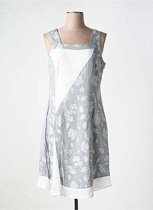 Robe mi-longue imprimé fantaisie sans manche gris MERI & ESCA femme