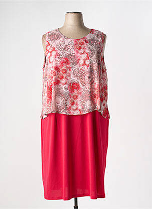 Robe mi-longue imprimé fantaisie sans manche rouge IMPULSION femme