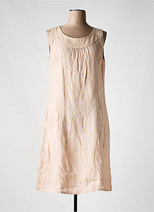 Robe mi-longue tissage crêpe sans manche orange COULEURS DU TEMPS femme