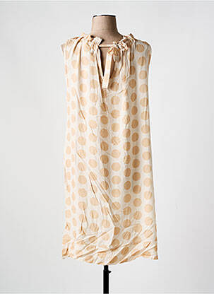 Robe mi-longue sans manche sans manche beige COULEURS DU TEMPS femme