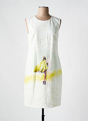 Robe mi-longue imprimé fantaisie sans manche beige MERI & ESCA femme