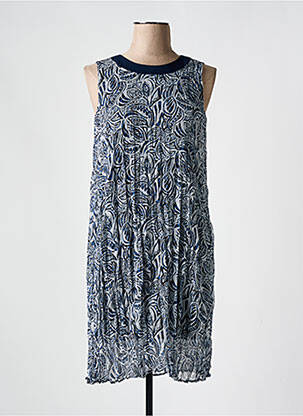 Robe mi-longue coupe fluide sans manche bleu IMPULSION femme