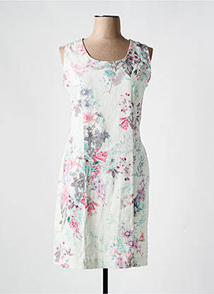 Robe mi-longue imprimé fleurs sans manche blanc GUY DUBOUIS femme