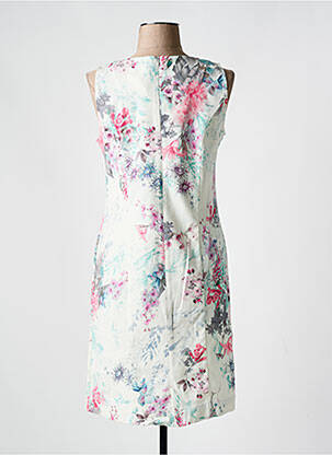 Robe mi-longue imprimé fleurs sans manche blanc FRANCE RIVOIRE femme