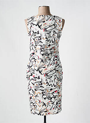 Robe mi-longue imprimé fantaisie sans manche blanc FRANCE RIVOIRE femme
