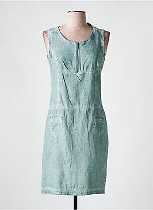 Robe mi-longue tissage crêpe sans manche vert MERI & ESCA femme