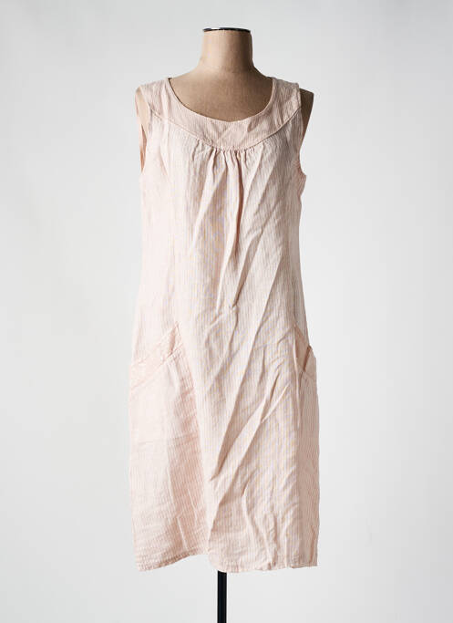 Robe mi-longue rose COULEURS DU TEMPS pour femme