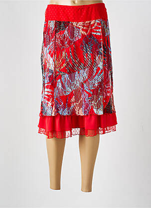 Jupe mi-longue stretch rouge GUY DUBOUIS femme