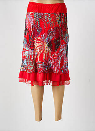 Jupe mi-longue stretch rouge GUY DUBOUIS femme