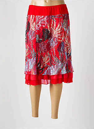 Jupe mi-longue stretch rouge GUY DUBOUIS femme
