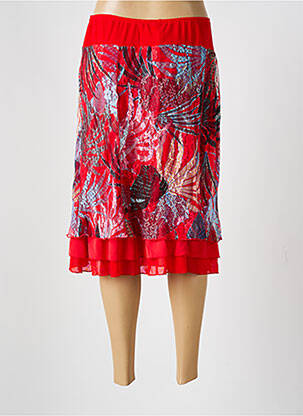 Jupe mi-longue stretch rouge GUY DUBOUIS femme