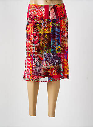 Jupe mi-longue taille normale rouge GUY DUBOUIS femme