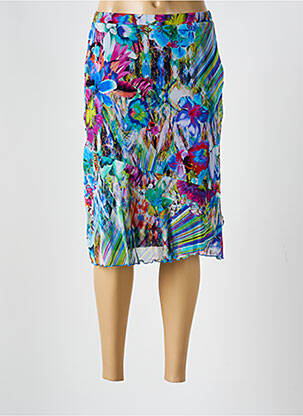 Jupe mi-longue taille élastique bleu GUY DUBOUIS femme