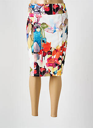 Jupe mi-longue stretch blanc GUY DUBOUIS femme