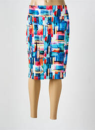 Jupe mi-longue coupe droite bleu GUY DUBOUIS femme