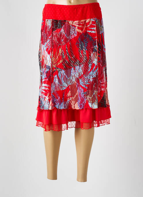 Jupe mi-longue rouge GUY DUBOUIS pour femme