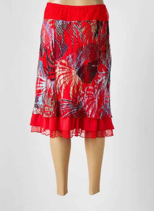 Jupe mi-longue rouge GUY DUBOUIS pour femme