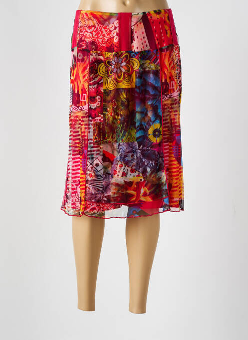 Jupe mi-longue rouge GUY DUBOUIS pour femme