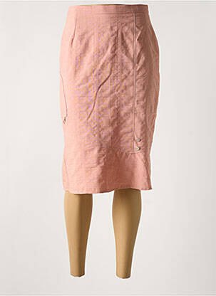 Jupe mi-longue coupe droite évasée sur le bas rose FRANCE RIVOIRE femme