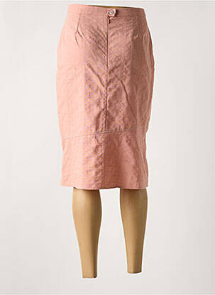 Jupe mi-longue coupe droite évasée sur le bas rose FRANCE RIVOIRE femme