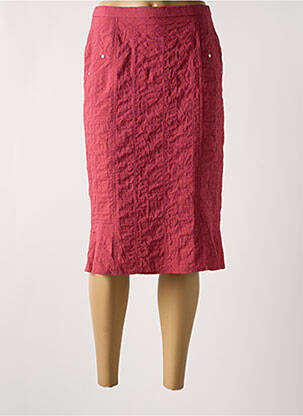 Jupe mi-longue coupe droite rose GUY DUBOUIS femme
