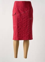 Jupe mi-longue coupe droite rouge GUY DUBOUIS femme