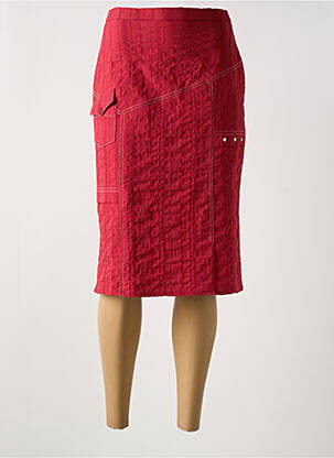 Jupe mi-longue coupe droite rouge GUY DUBOUIS femme