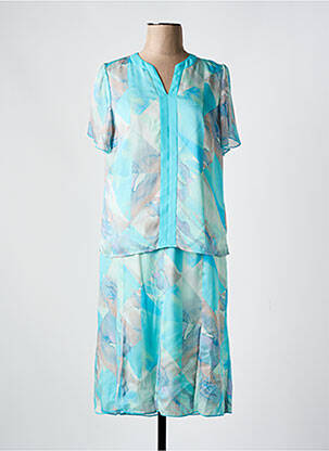 Ensemble jupe manches courtes bleu GUY DUBOUIS femme