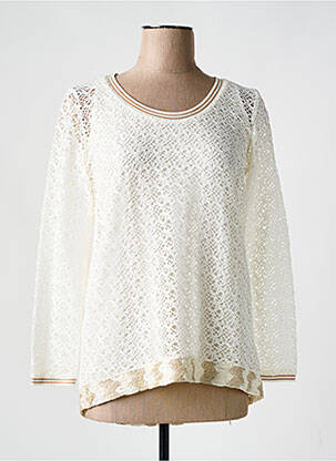 Pull coupe droite manches longues blanc MERI & ESCA femme