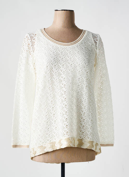Pull col rond manches longues blanc MERI & ESCA femme