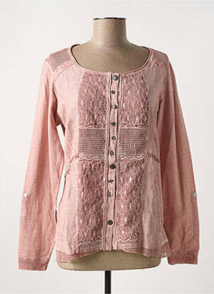 Gilet manches longues col rond rose MERI & ESCA femme