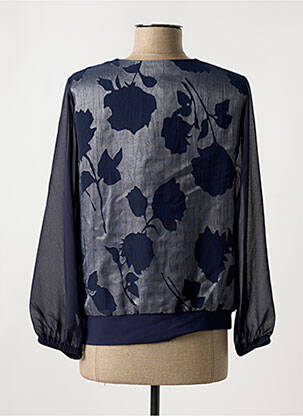Blouse légère et transparente manches longues bleu GUY DUBOUIS femme