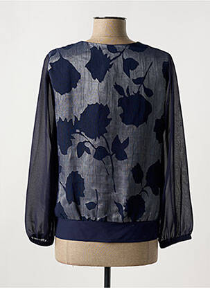 Blouse légère et transparente manches longues bleu FRANCE RIVOIRE femme