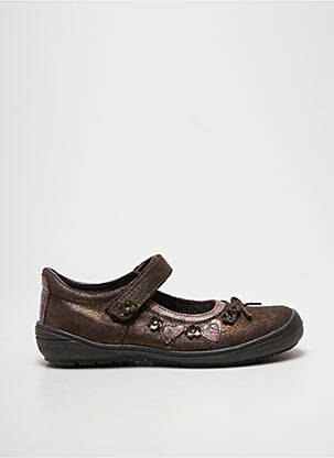 Ballerines tissage satiné bout rond marron BOPY fille