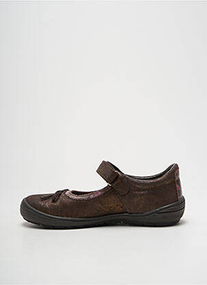 Ballerines tissage satiné bout rond marron BOPY fille