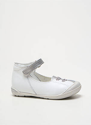Ballerines tissage satiné bout rond blanc BOPY fille
