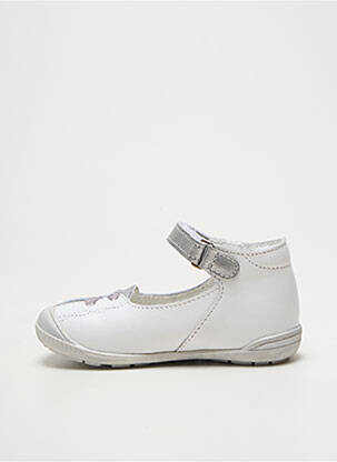Ballerines tissage satiné bout rond blanc BOPY fille