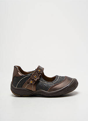Ballerines matière lisse bout rond marron BOPY fille