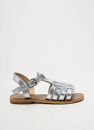 Sandales/nu pieds tissage satiné chiquet argent BOPY fille