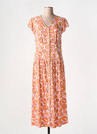 Robe mi-longue imprimé fantaisie manches courtes orange MD'M femme