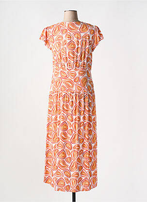 Robe mi-longue imprimé fantaisie manches courtes orange MD'M femme