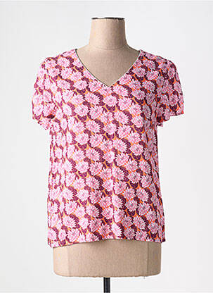 Blouse tissage popeline manches courtes rose THALASSA femme