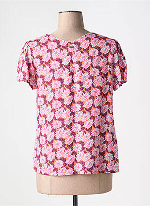 Blouse tissage popeline manches courtes rose THALASSA femme
