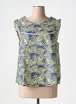 Blouse imprimé fantaisie manches courtes bleu MD'M femme
