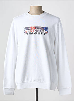 Sweat-shirt sérigraphie floquée manches longues blanc TEDDY SMITH homme