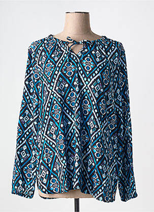 Blouse tissage popeline manches longues bleu CECIL femme