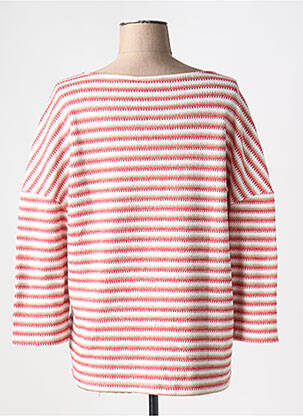 Pull col bateau manches longues orange CECIL femme