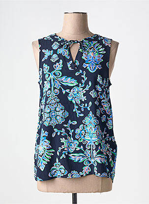 Top coupe cintrée sans manche bleu CECIL femme