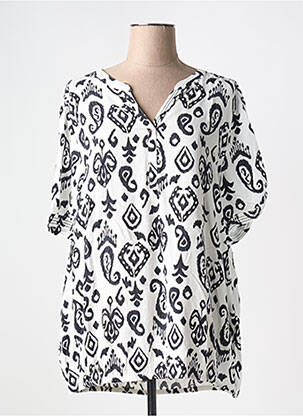 Blouse tissage popeline manches courtes blanc CECIL femme